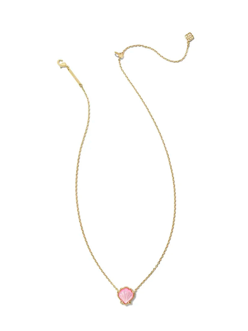 Kendra Scott Brynne Shell Gold Short Pendant Necklace in Blush Mother-of-Pearl