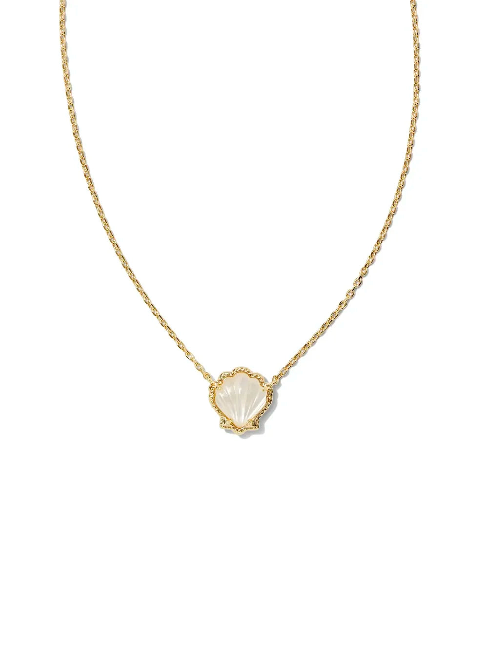 Kendra Scott Brynne Shell Gold Short Pendant Necklace in Ivory Mother-of-Pearl