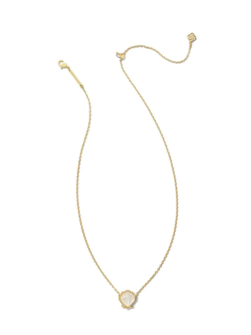 Kendra Scott Brynne Shell Gold Short Pendant Necklace in Ivory Mother-of-Pearl