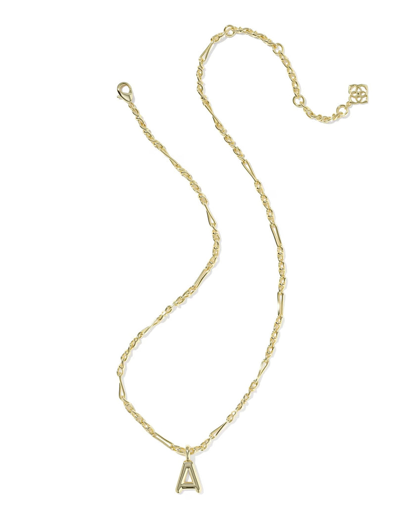 Kendra Scott Bubble Letter Gold Short Pendant Necklace Letter A