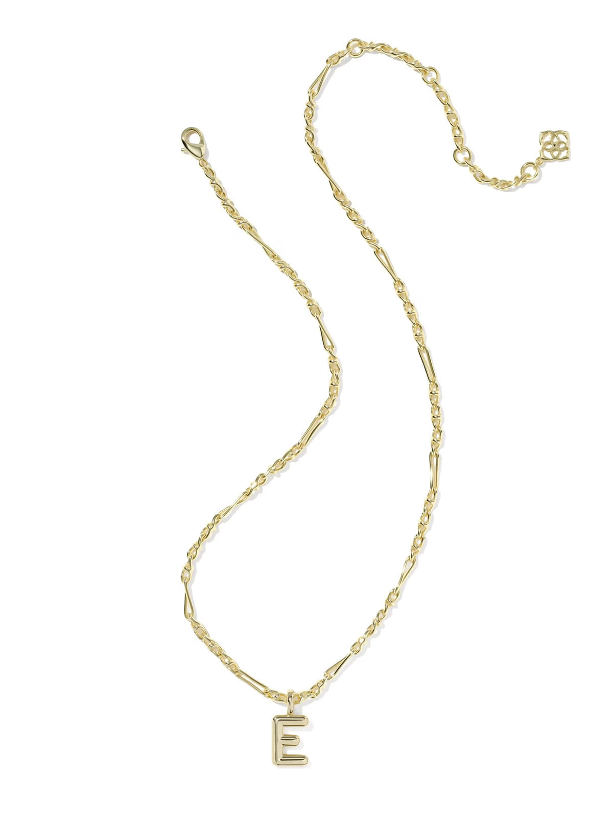 Kendra Scott Bubble Letter Gold Short Pendant Necklace Letter E