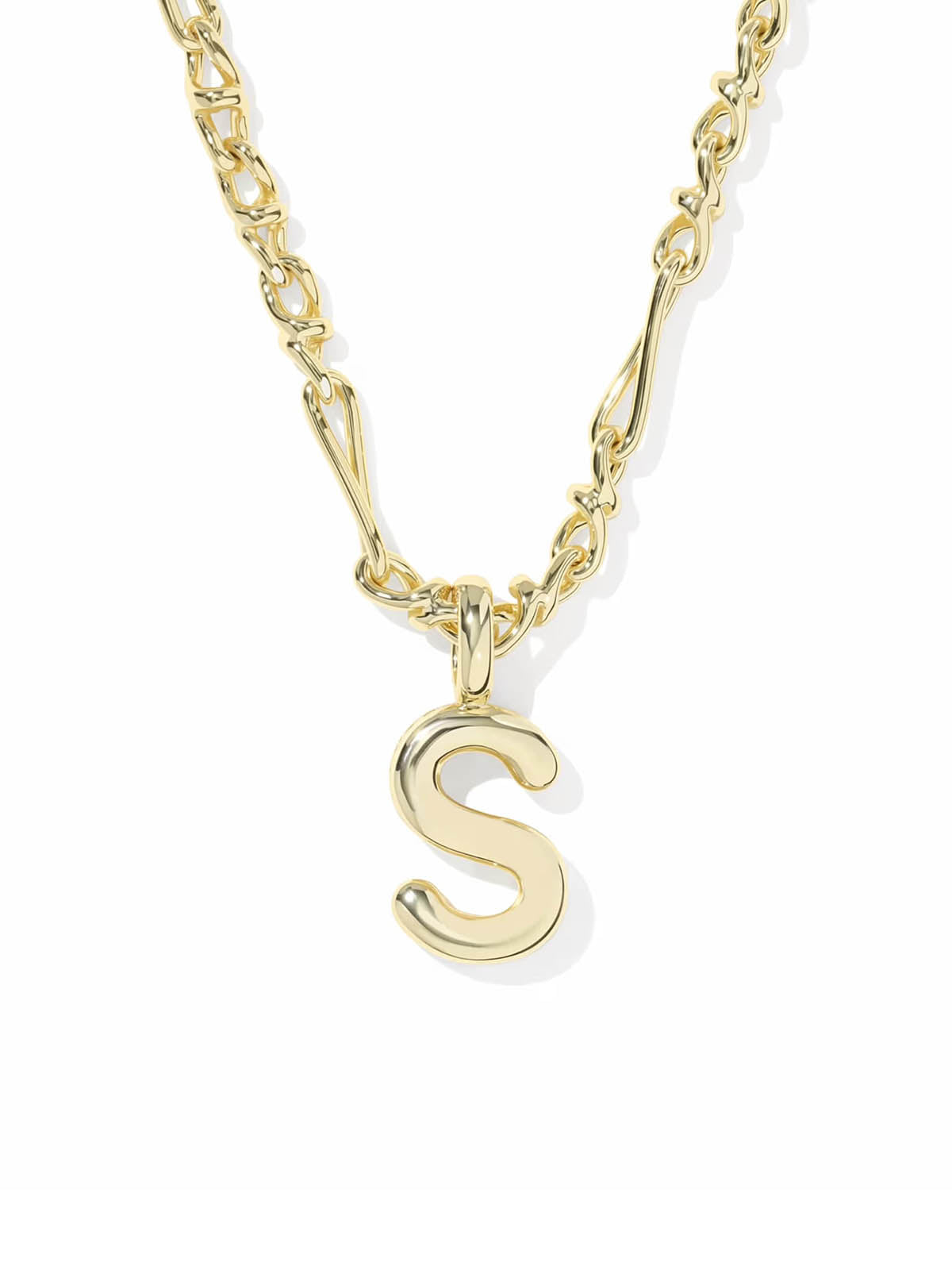 Kendra Scott Bubble Letter Gold Short Pendant Necklace Letter S