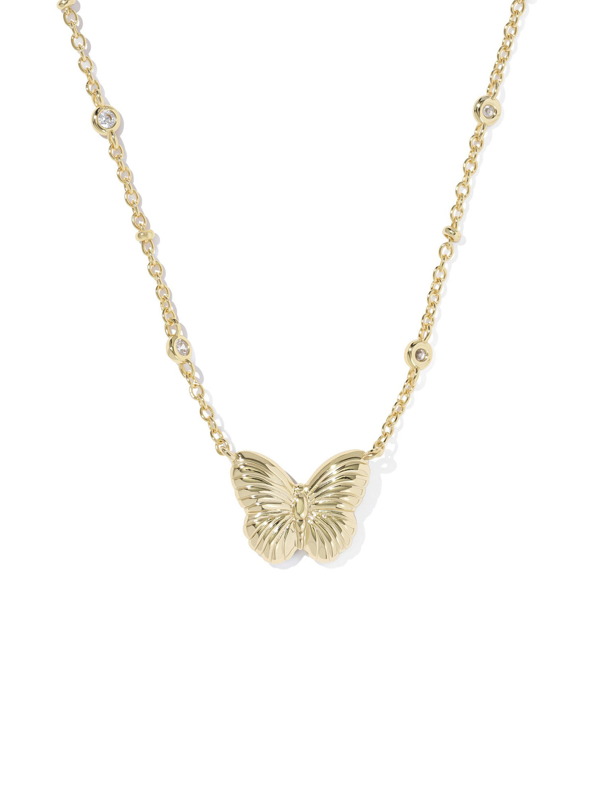 Kendra Scott Cailey Butterfly Gold Short Pendant Necklace in Ivory Mother-of-Pearl
