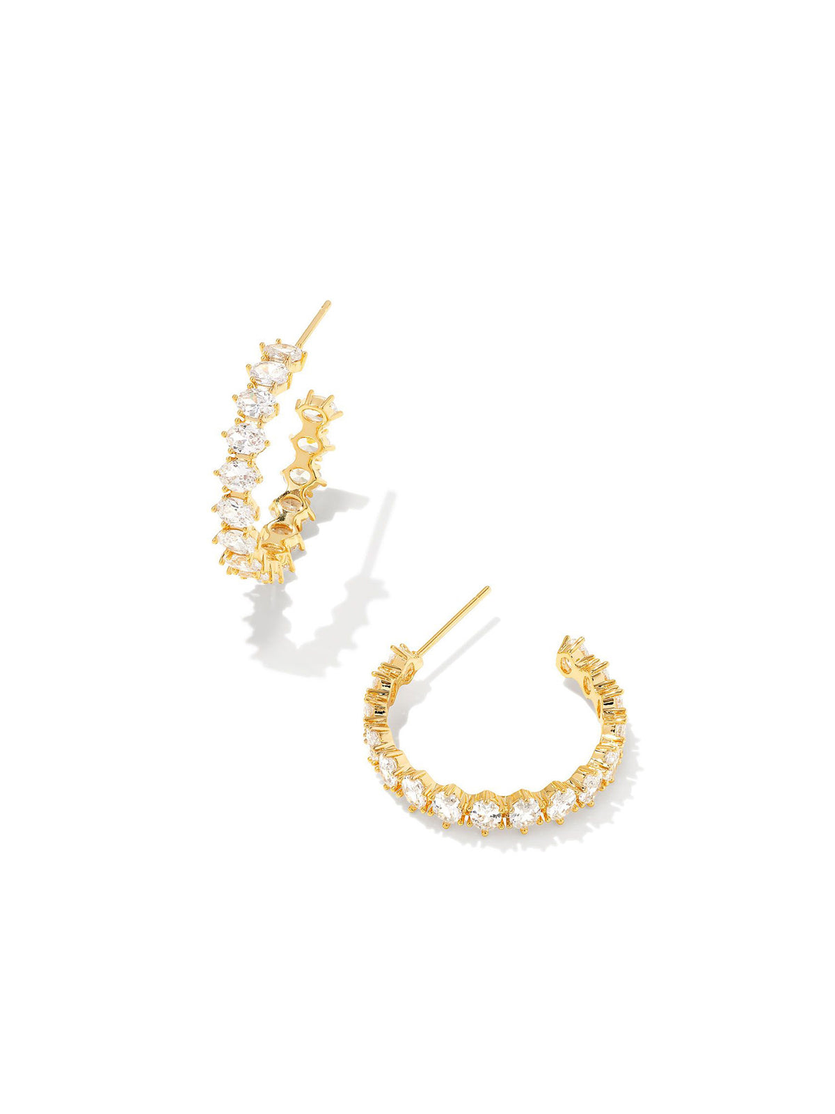 Kendra Scott Cailin Gold Crystal Hoop Earrings in White CZ