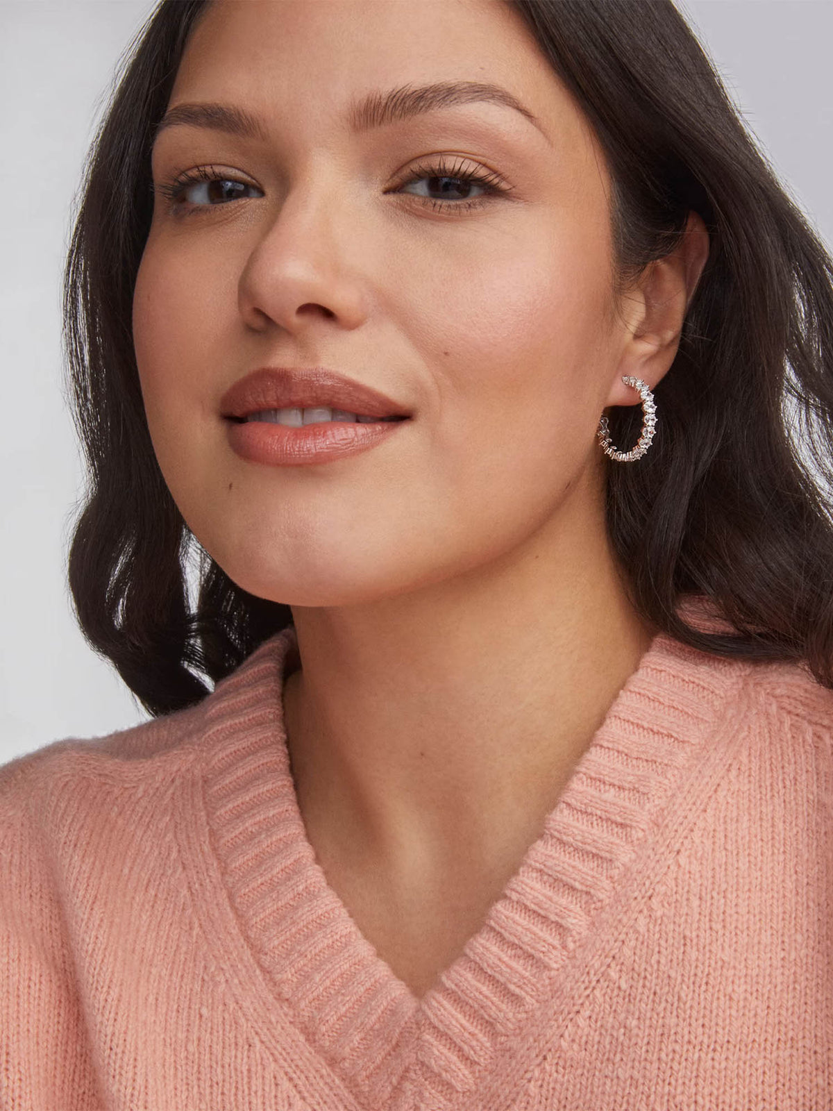 Kendra Scott Cailin Silver Crystal Hoop Earrings in White CZ