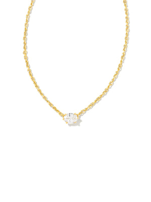 Kendra Scott Cailin Gold Crystal Pendant Necklace in White CZ