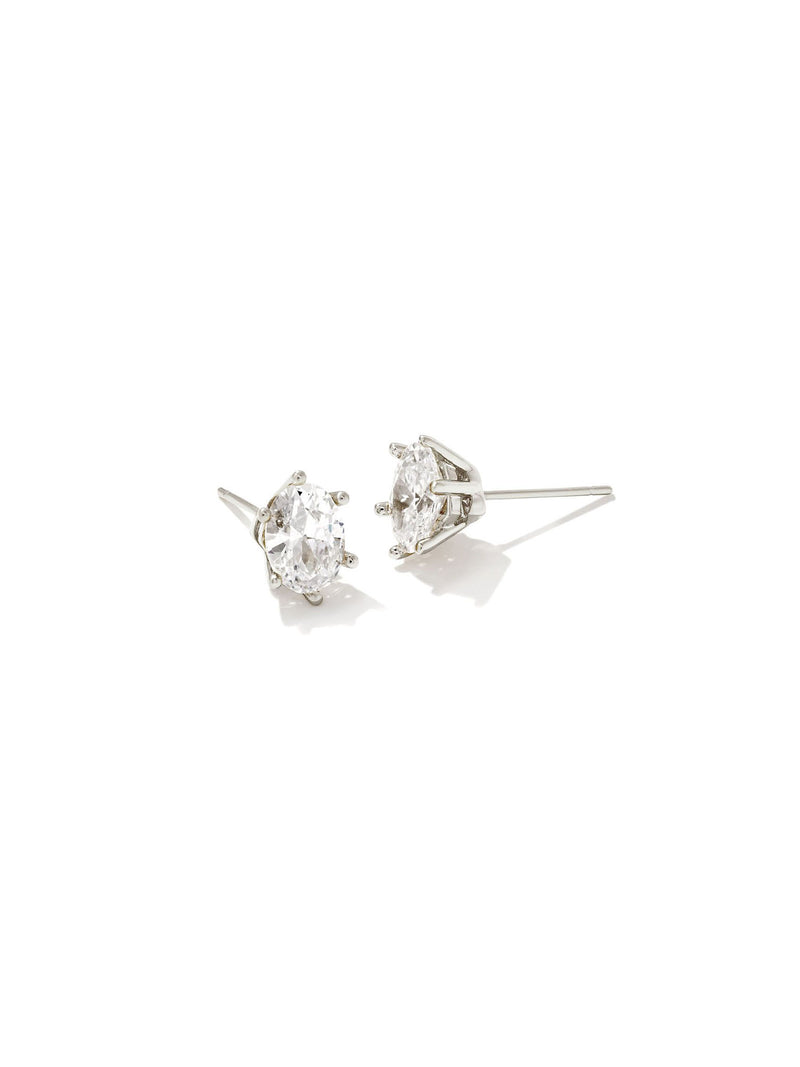 Kendra Scott Cailin Silver Crystal Stud Earrings in White CZ