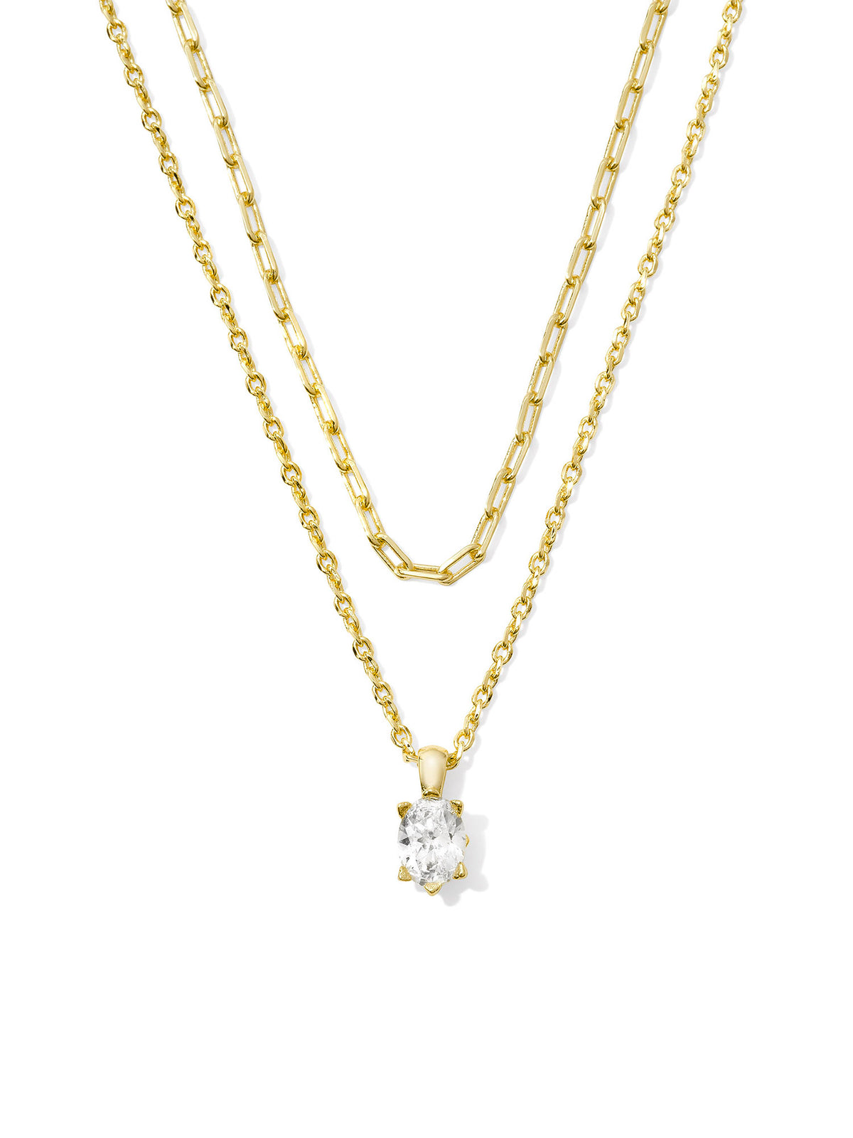 Kendra Scott Cailin Gold Crystal Multi Strand Necklace in White CZ