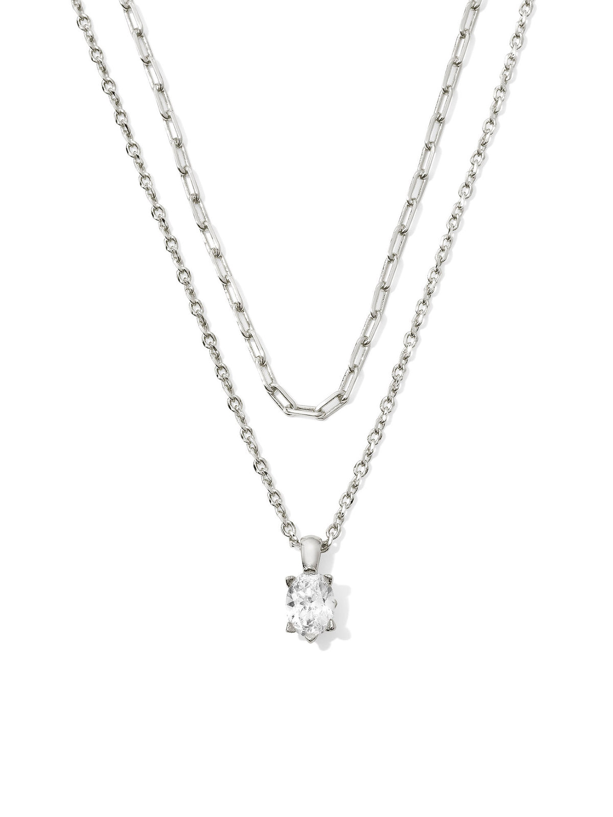 Kendra Scott Cailin Silver Crystal Multi Strand Necklace in White CZ