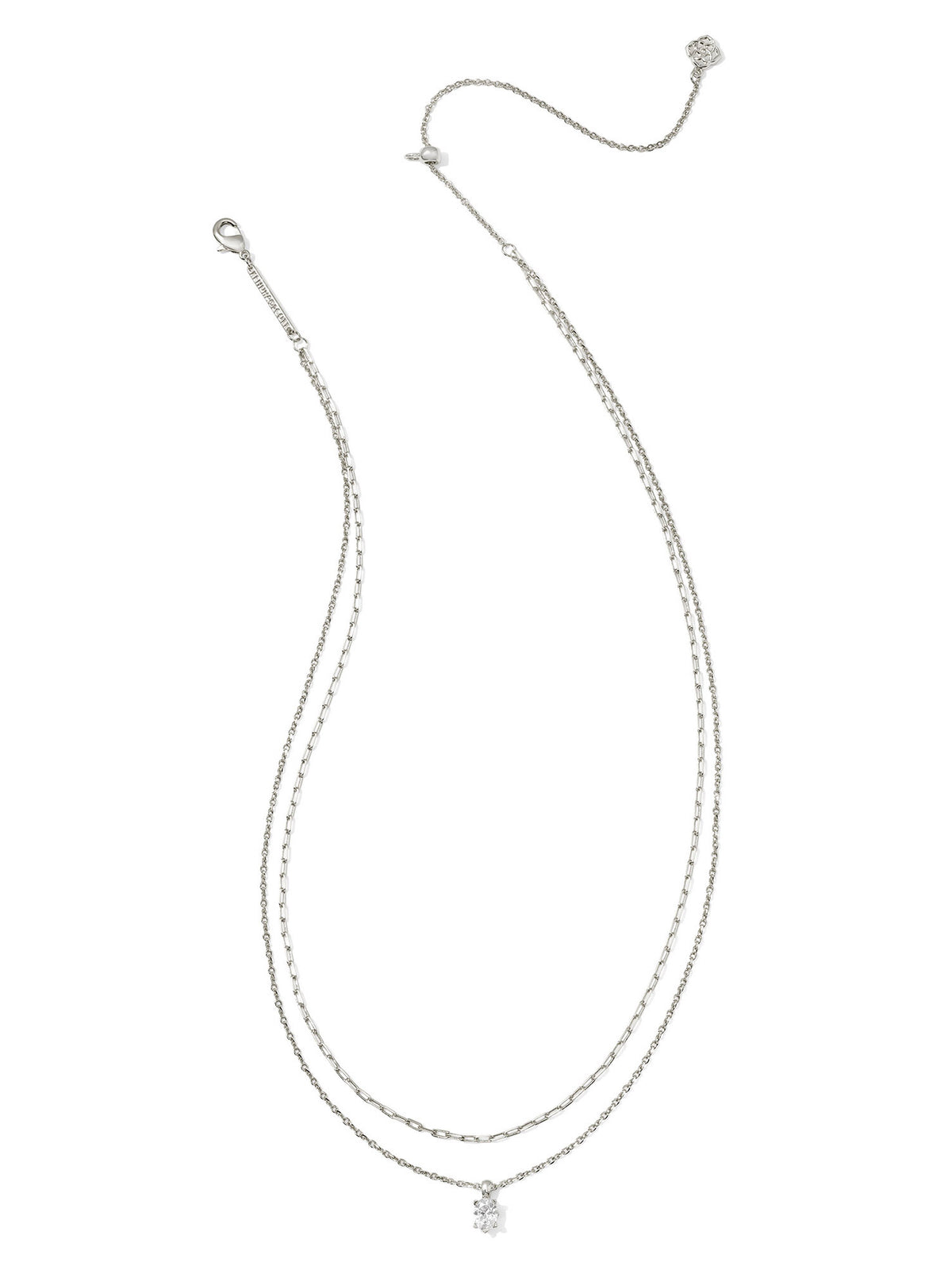Kendra Scott Cailin Silver Crystal Multi Strand Necklace in White CZ