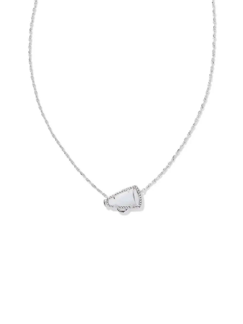 Kendra Scott Cheer Silver Short Pendant Necklace in White Mother-of-Pearl
