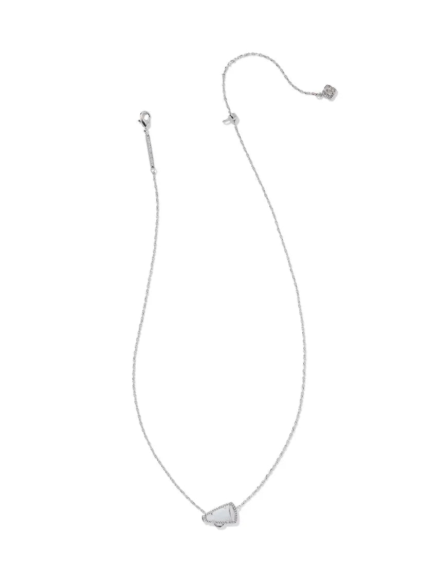 Kendra Scott Cheer Silver Short Pendant Necklace in White Mother-of-Pearl