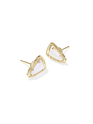 Kendra Scott Cheer Gold Stud Earrings White Mother-of-Pearl