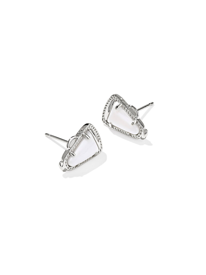 Kendra Scott Cheer Silver Stud Earrings White Mother-of-Pearl
