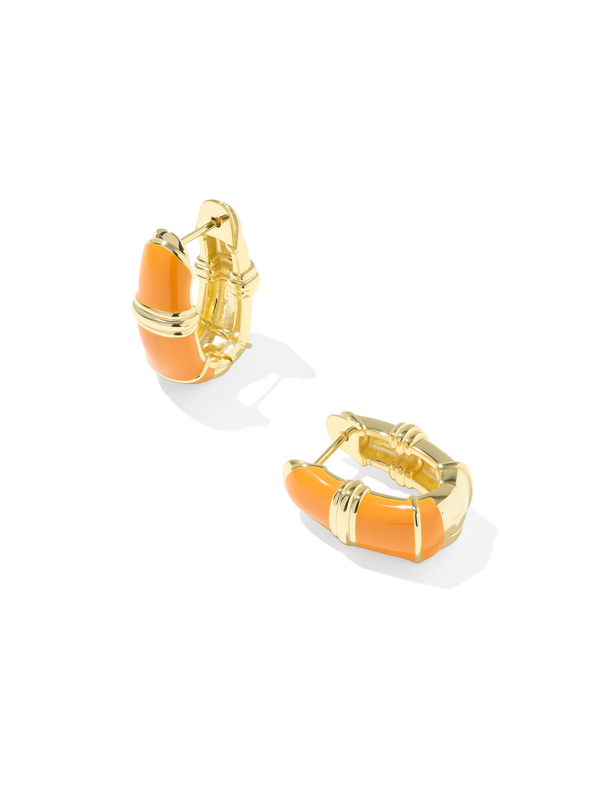 Kendra Scott Courtney Gold Enamel Huggie Earrings in Bright Orange Enamel