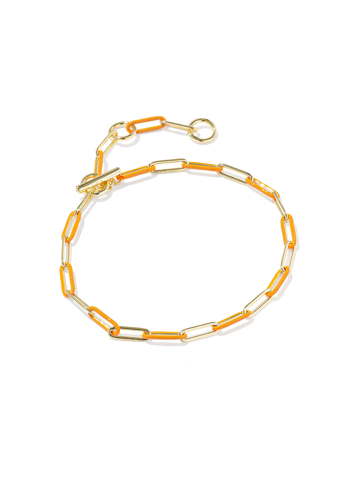 Kendra Scott Courtney Gold Enamel Link & Chain Bracelet in Bright Orange Enamel