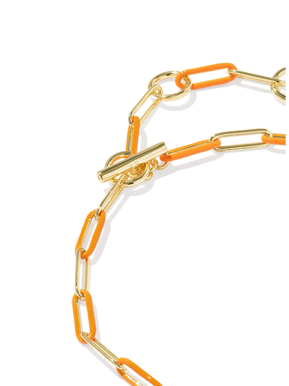 Kendra Scott Courtney Gold Enamel Link & Chain Bracelet in Bright Orange Enamel