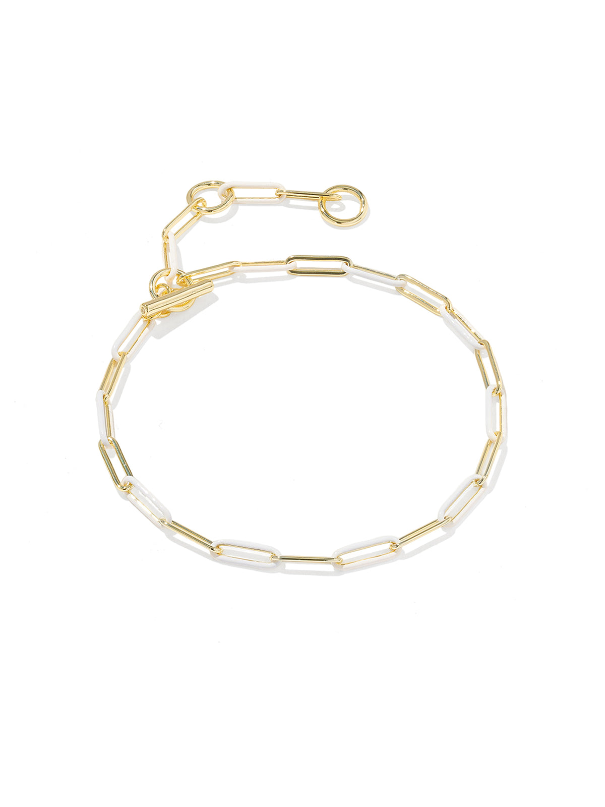 Kendra Scott Courtney Gold Enamel Link & Chain Bracelet in White Enamel