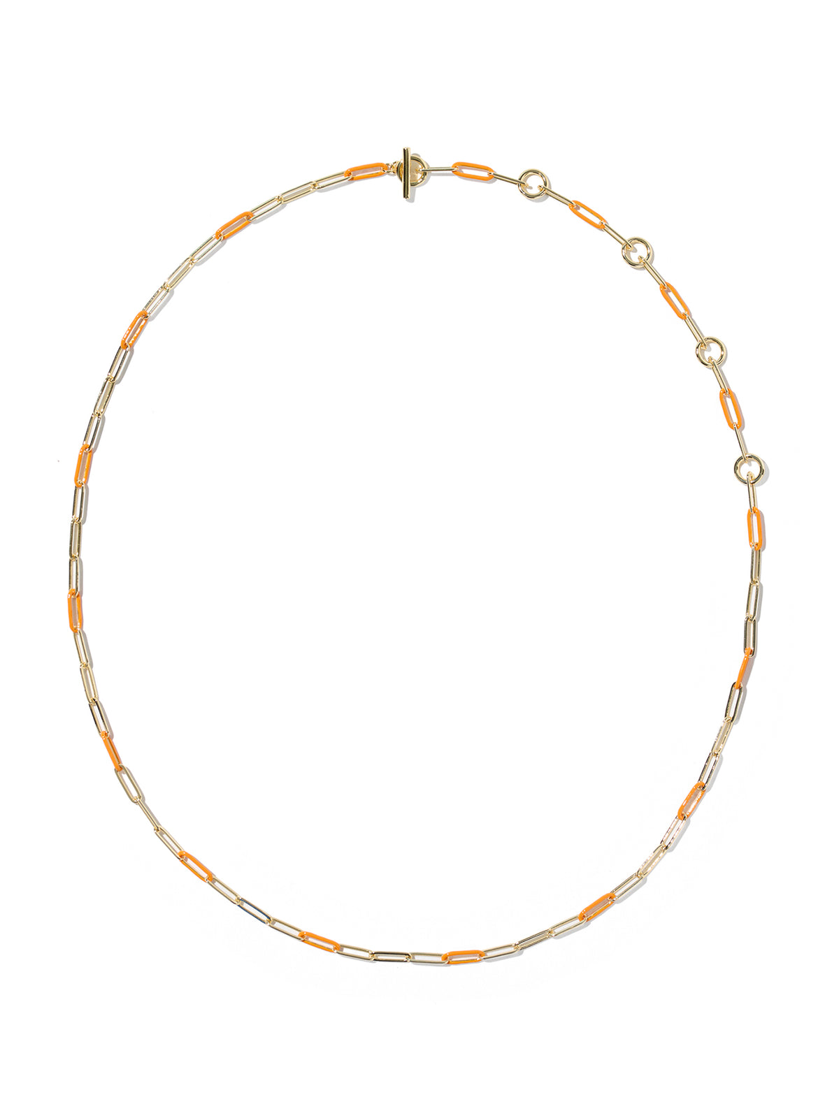 Kendra Scott Courtney Gold Enamel Link & Chain Necklace in Bright Orange Enamel
