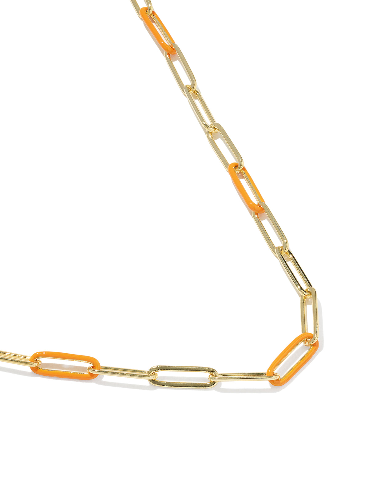 Kendra Scott Courtney Gold Enamel Link & Chain Necklace in Bright Orange Enamel