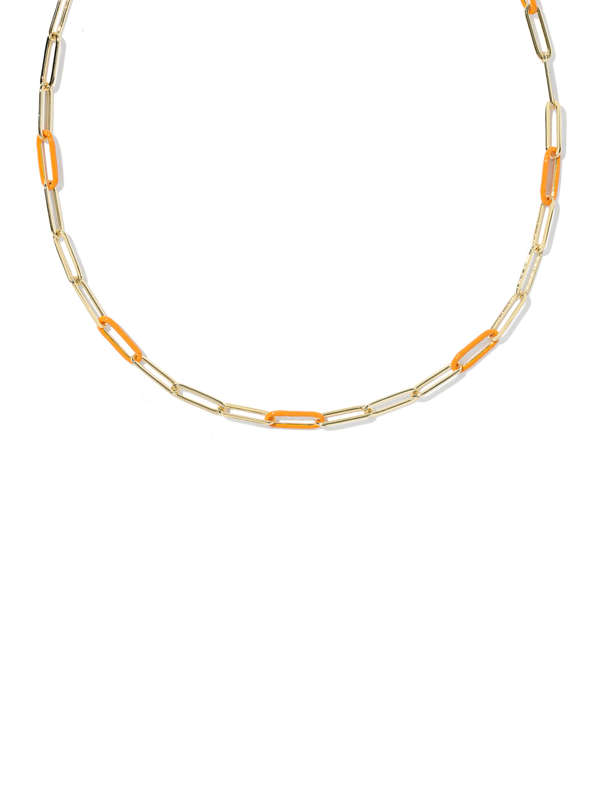Kendra Scott Courtney Gold Enamel Link & Chain Necklace in Bright Orange Enamel