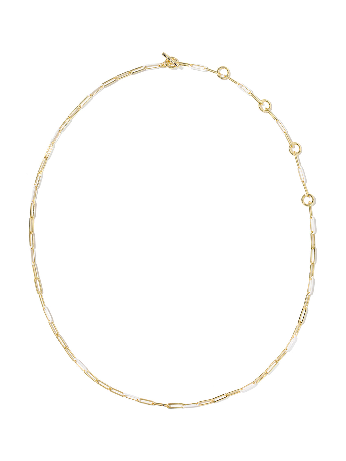 Kendra Scott Courtney Gold Enamel Link & Chain Necklace in White Enamel