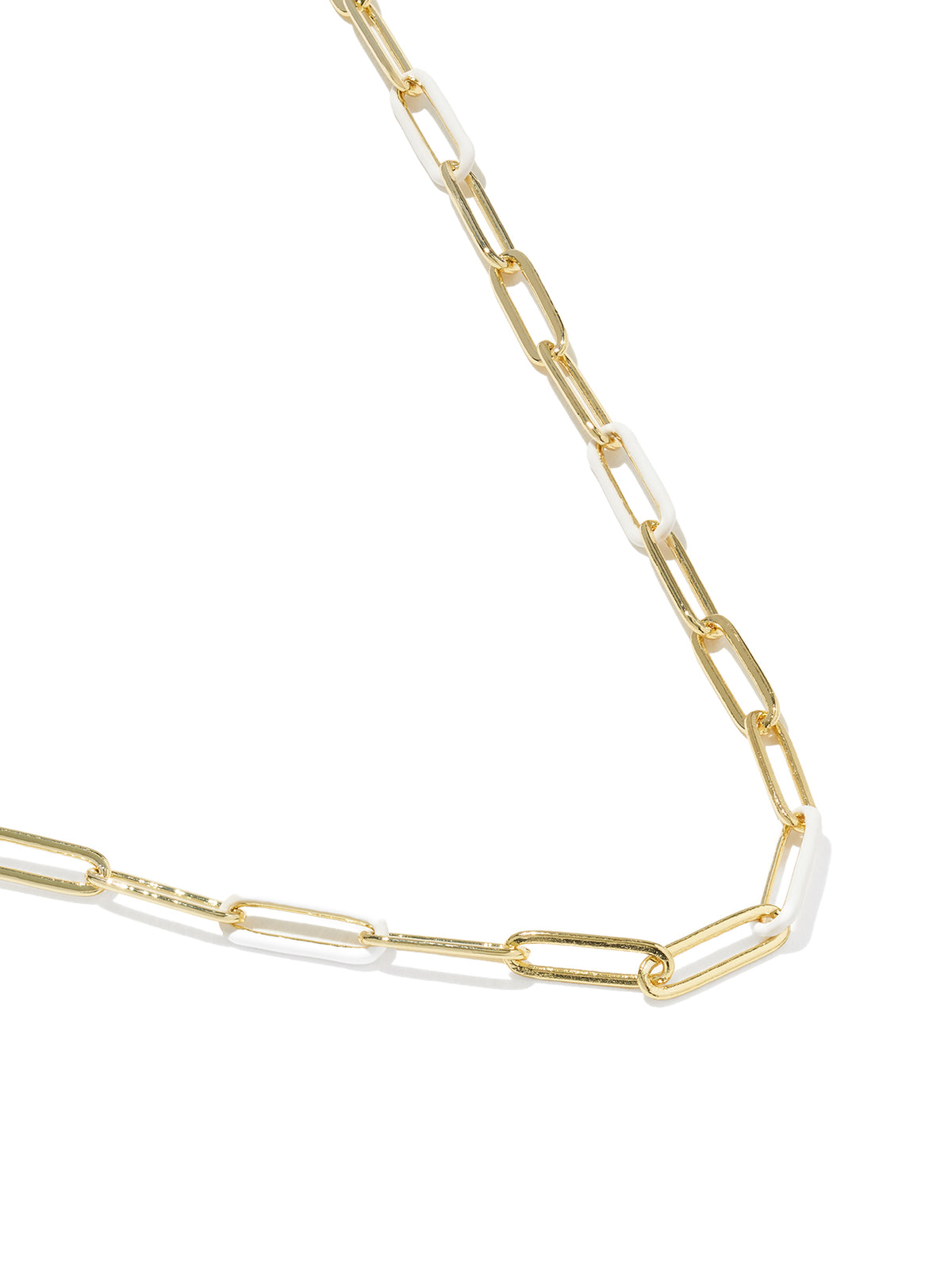 Kendra Scott Courtney Gold Enamel Link & Chain Necklace in White Enamel