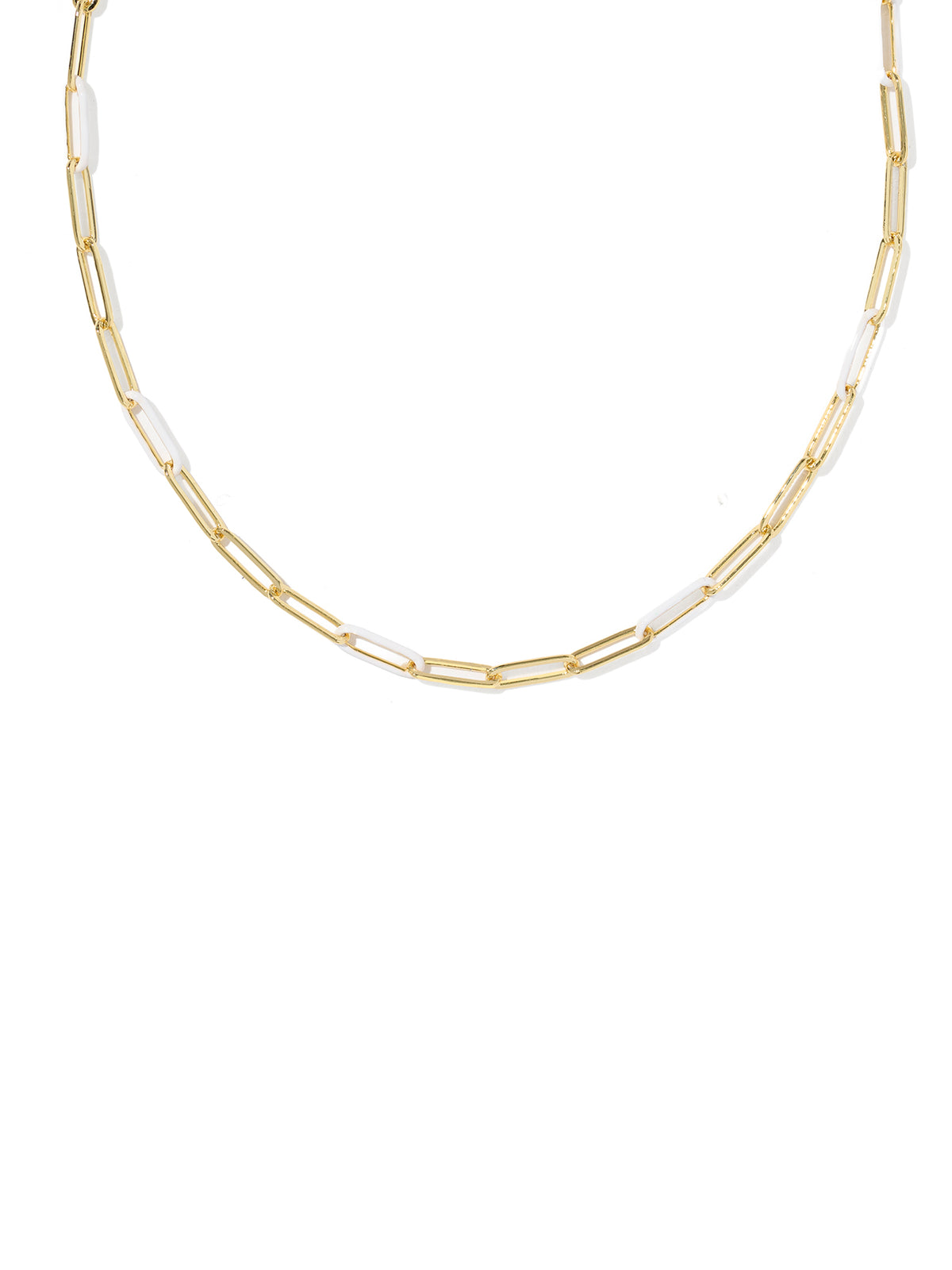 Kendra Scott Courtney Gold Enamel Link & Chain Necklace in White Enamel