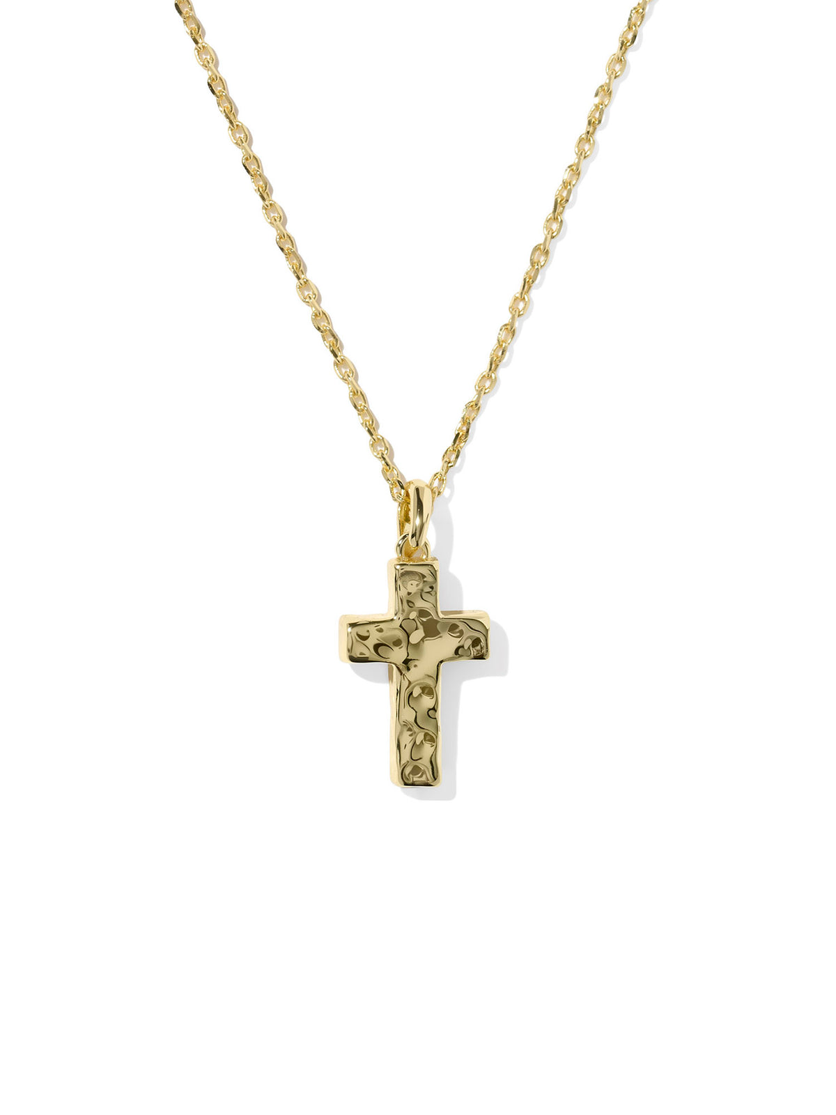 Kendra Scott Cross Gold Pendant Necklace in Matte Light Blue Dichroic Glass