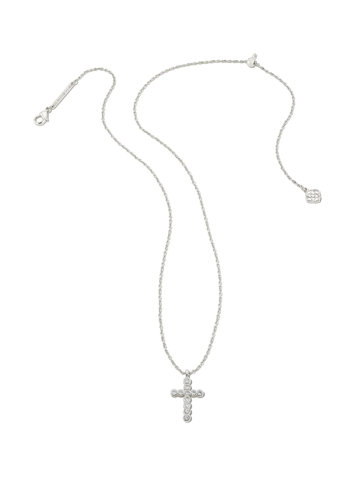 Kendra Scott Cross Silver Crystal Pendant Necklace in White CZ