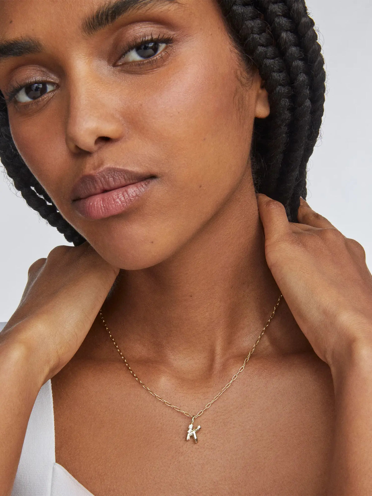 Kendra Scott Gold Crystal Letter Pendant Necklace in White CZ Letter Initial K