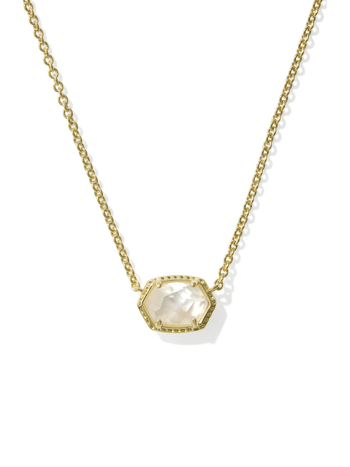 Kendra Scott Daphne Gold Frame Short Pendant Necklace in Ivory Mother-of-Pearl