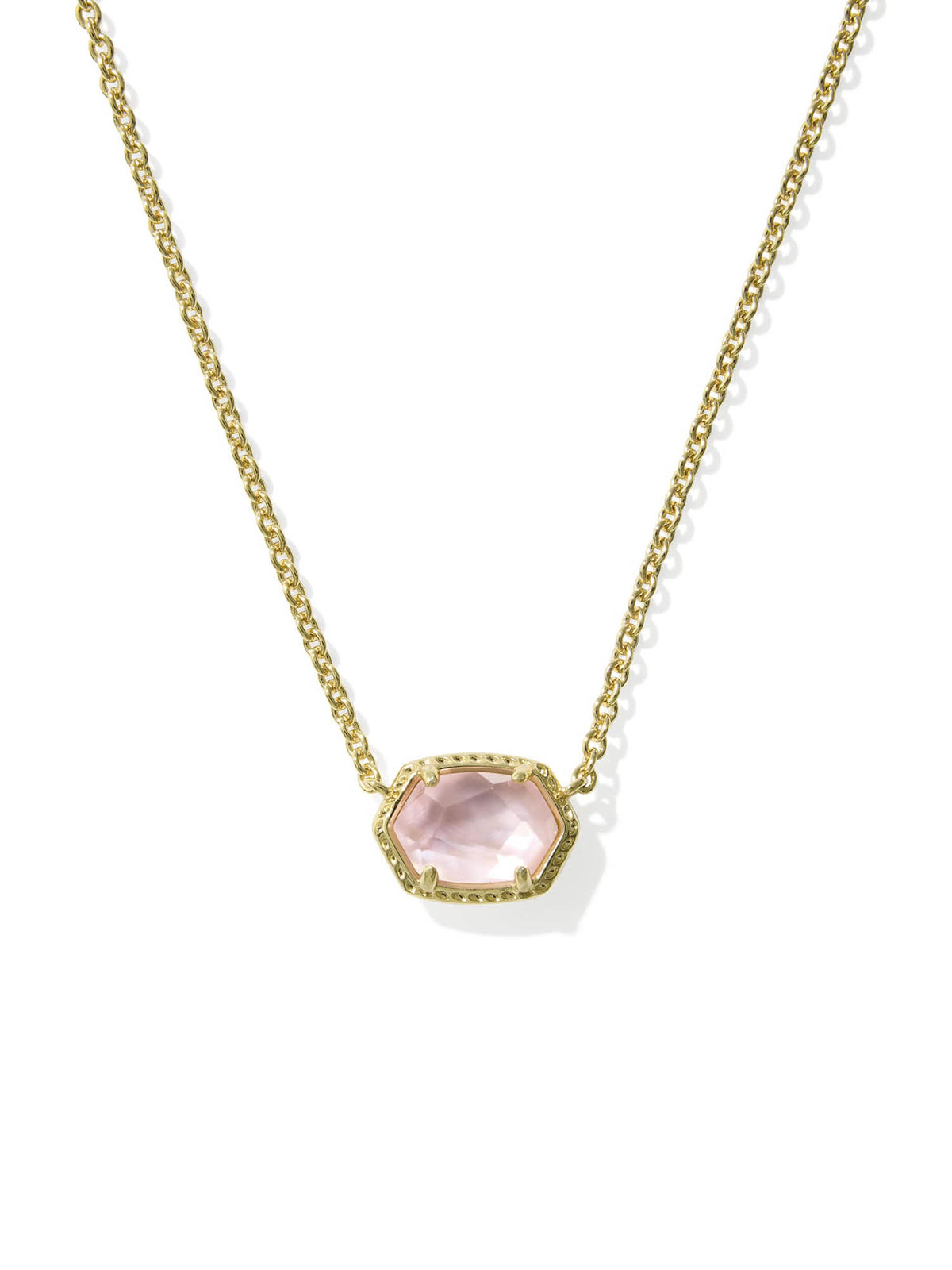 Kendra Scott Daphne Gold Frame Short Pendant Necklace in Light Pink Mother-of-Pearl
