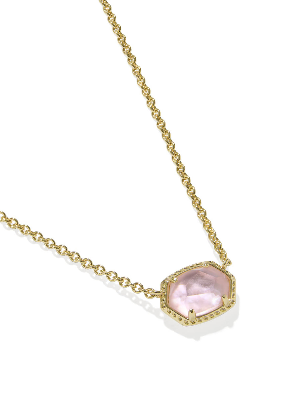 Kendra Scott Daphne Gold Frame Short Pendant Necklace in Light Pink Mother-of-Pearl