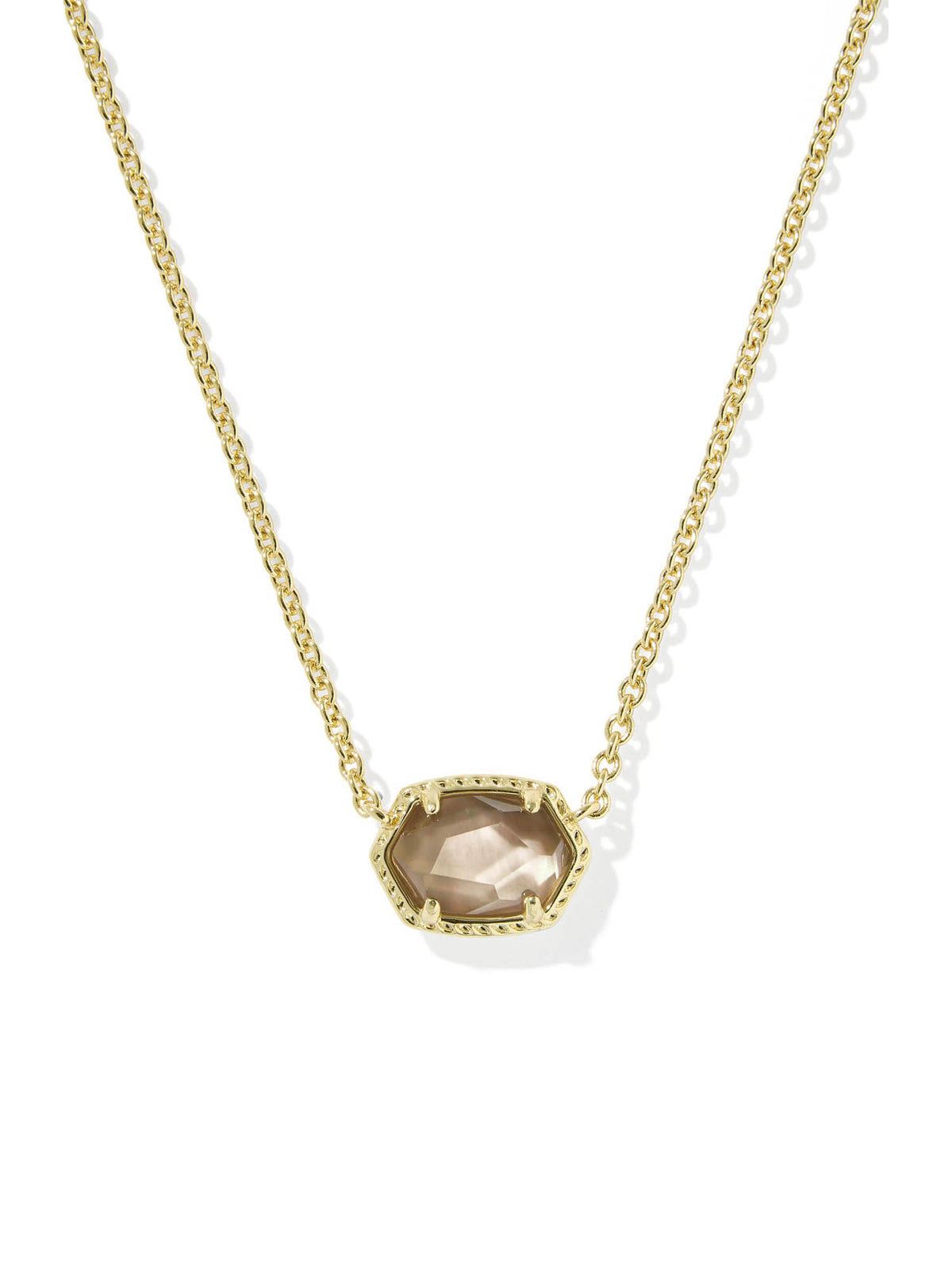 Kendra Scott Daphne Gold Frame Short Pendant Necklace in Taupe Mother-of-Pearl
