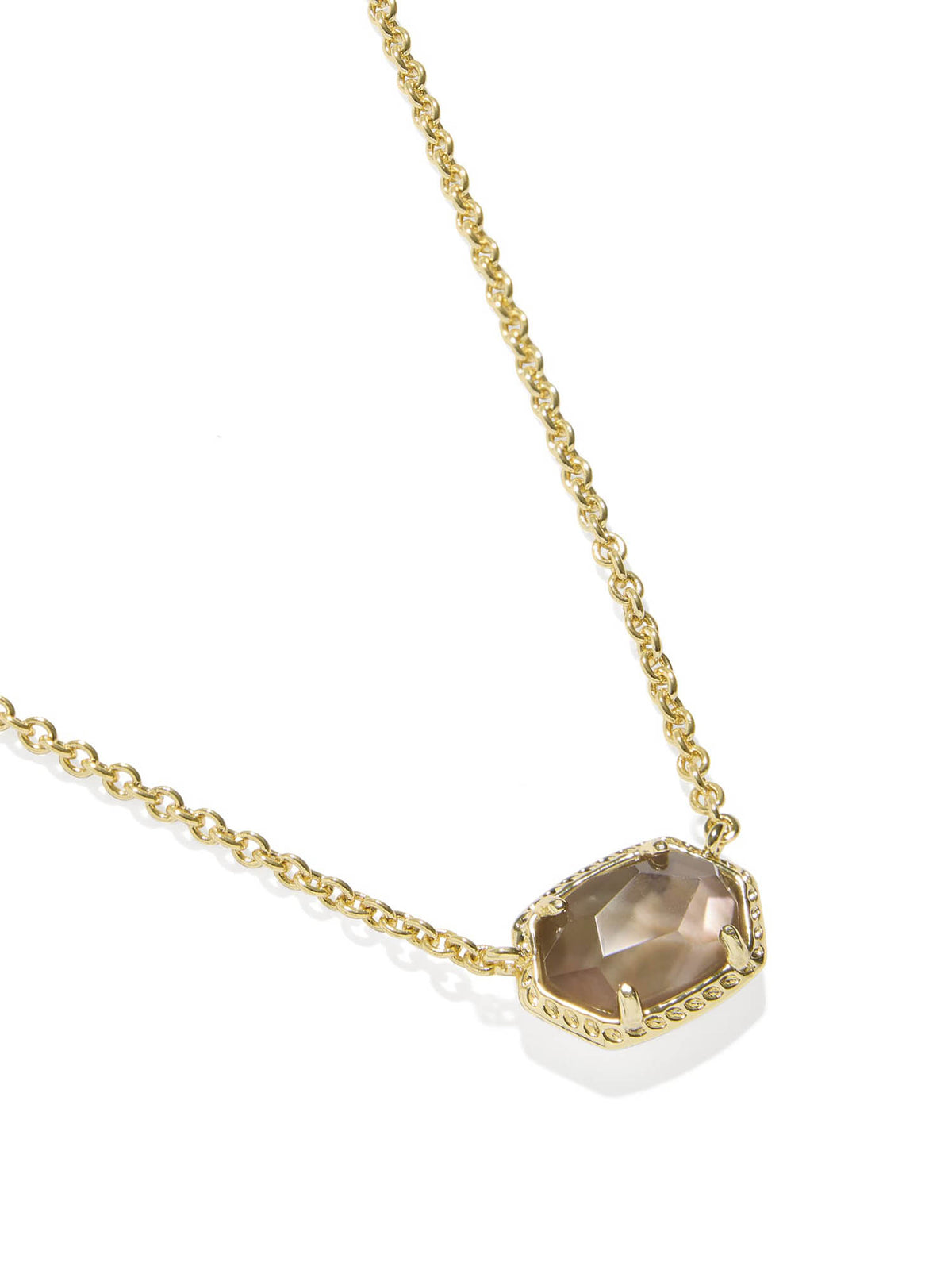 Kendra Scott Daphne Gold Frame Short Pendant Necklace in Taupe Mother-of-Pearl