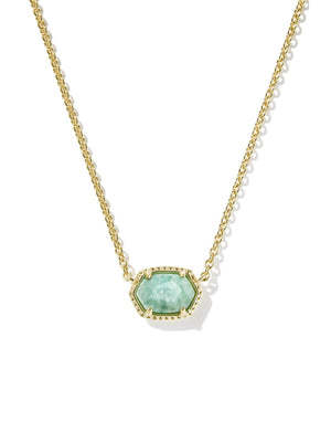 Kendra Scott Daphne Gold Frame Short Pendant Necklace in Teal Amazonite