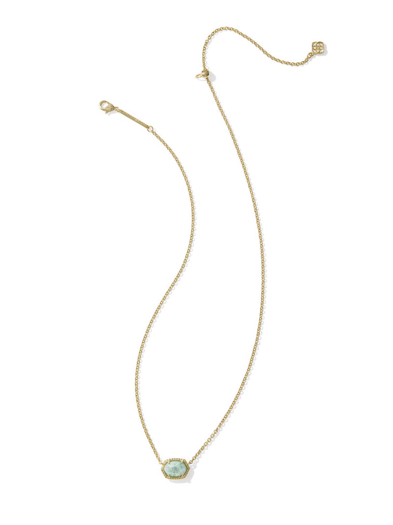 Kendra Scott Daphne Gold Frame Short Pendant Necklace in Teal Amazonite