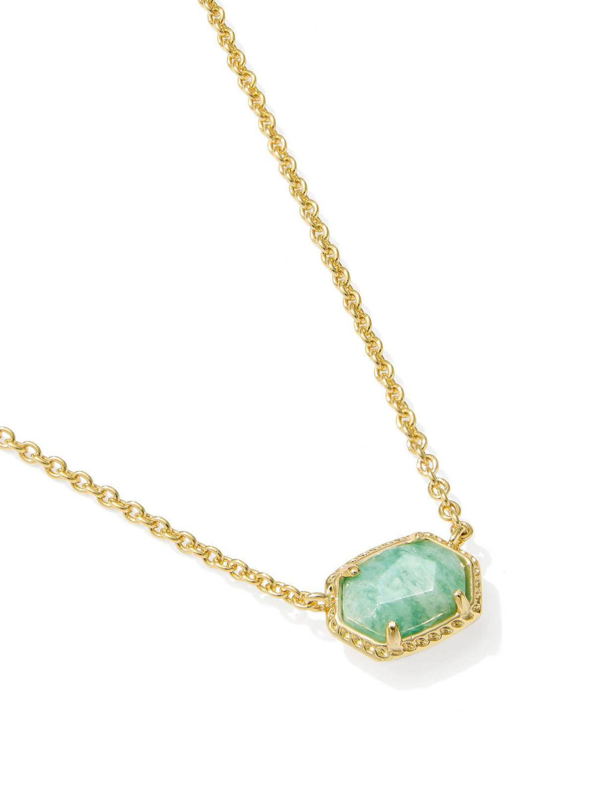 Kendra Scott Daphne Gold Frame Short Pendant Necklace in Teal Amazonite