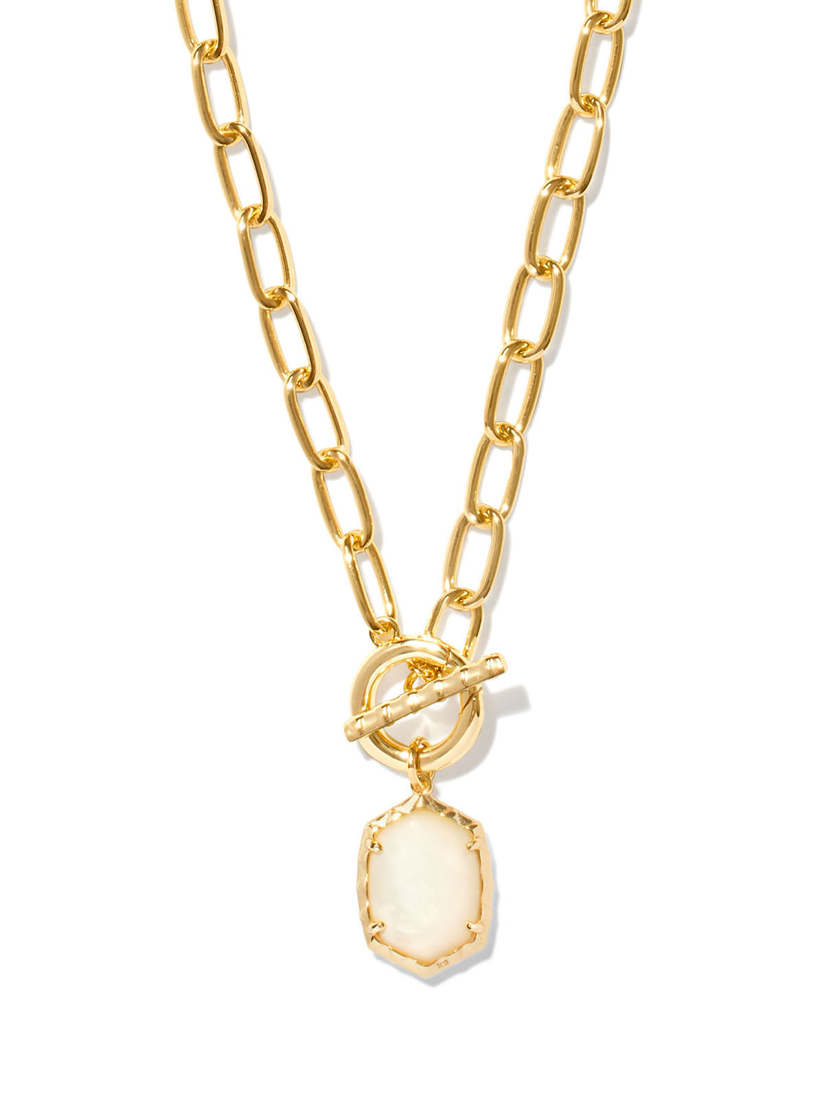 Kendra Scott Daphne Convertible Gold Link & Chain Necklace in Ivory Mother-of-Pearl