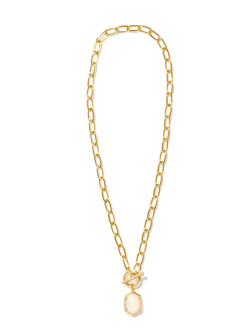 Kendra Scott Daphne Convertible Gold Link & Chain Necklace in Ivory Mother-of-Pearl