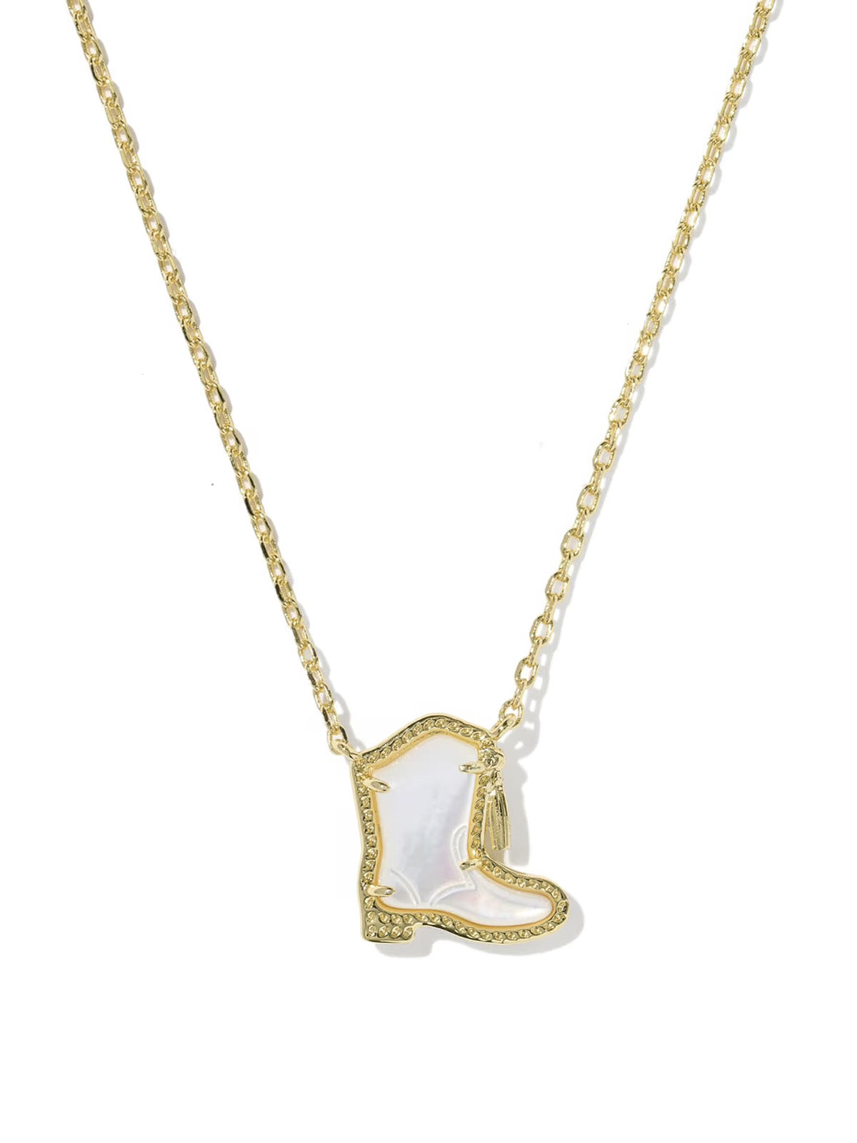 Kendra Scott Drill Team Boot Gold Short Pendant Necklace in Mother of Pearl