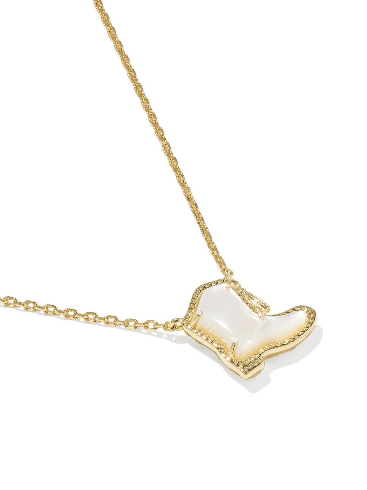 Kendra Scott Drill Team Boot Gold Short Pendant Necklace in Mother of Pearl