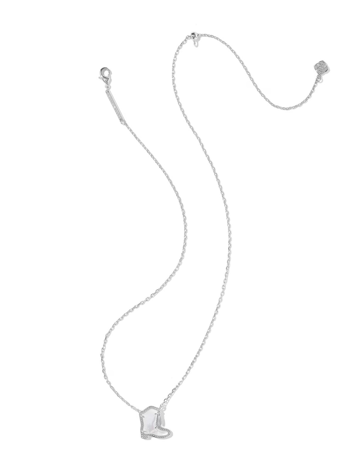 Kendra Scott Drill Team Boot Silver Short Pendant Necklace in Mother of Pearl
