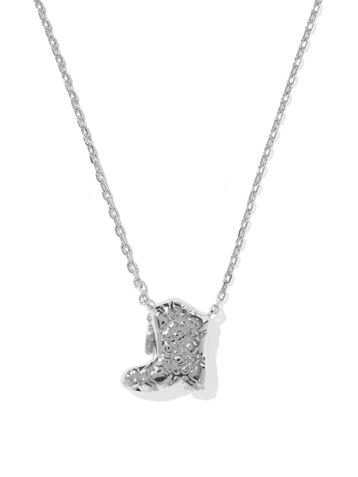 Kendra Scott Drill Team Boot Silver Short Pendant Necklace in Mother of Pearl