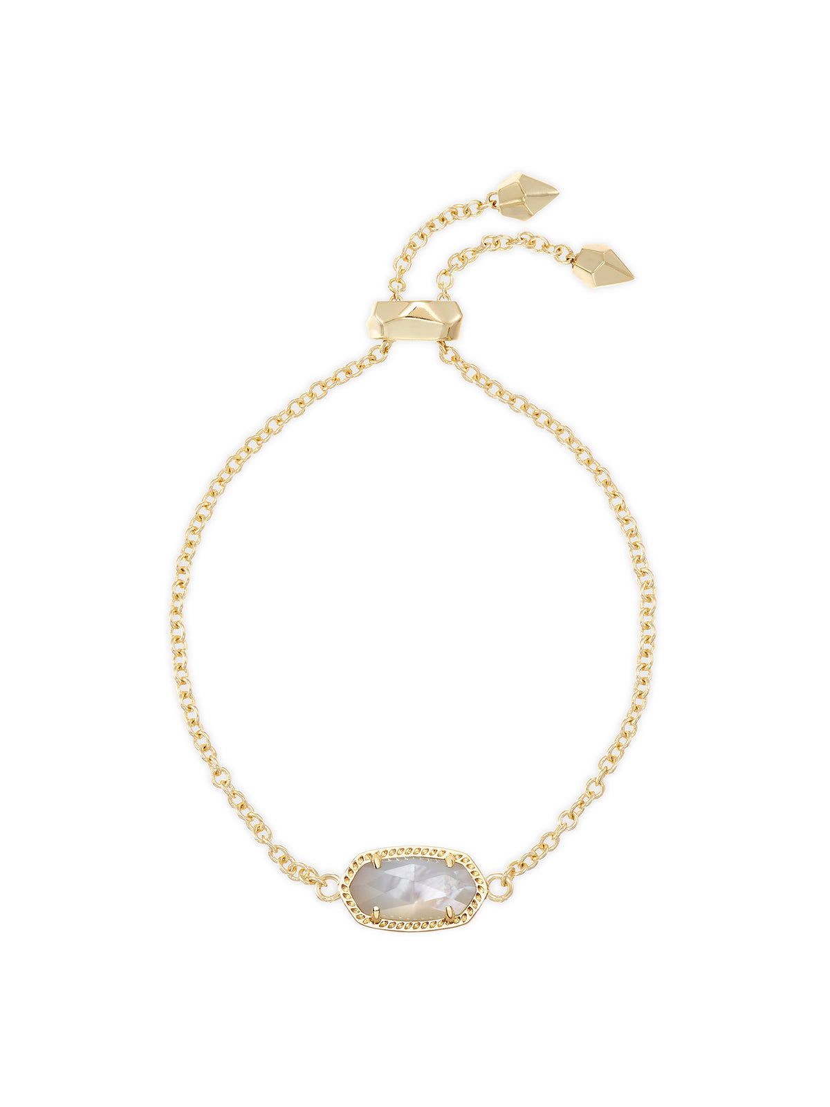 Kendra Scott Elaina Gold Adjustable Chain Bracelet in Ivory Mother-of-Pearl