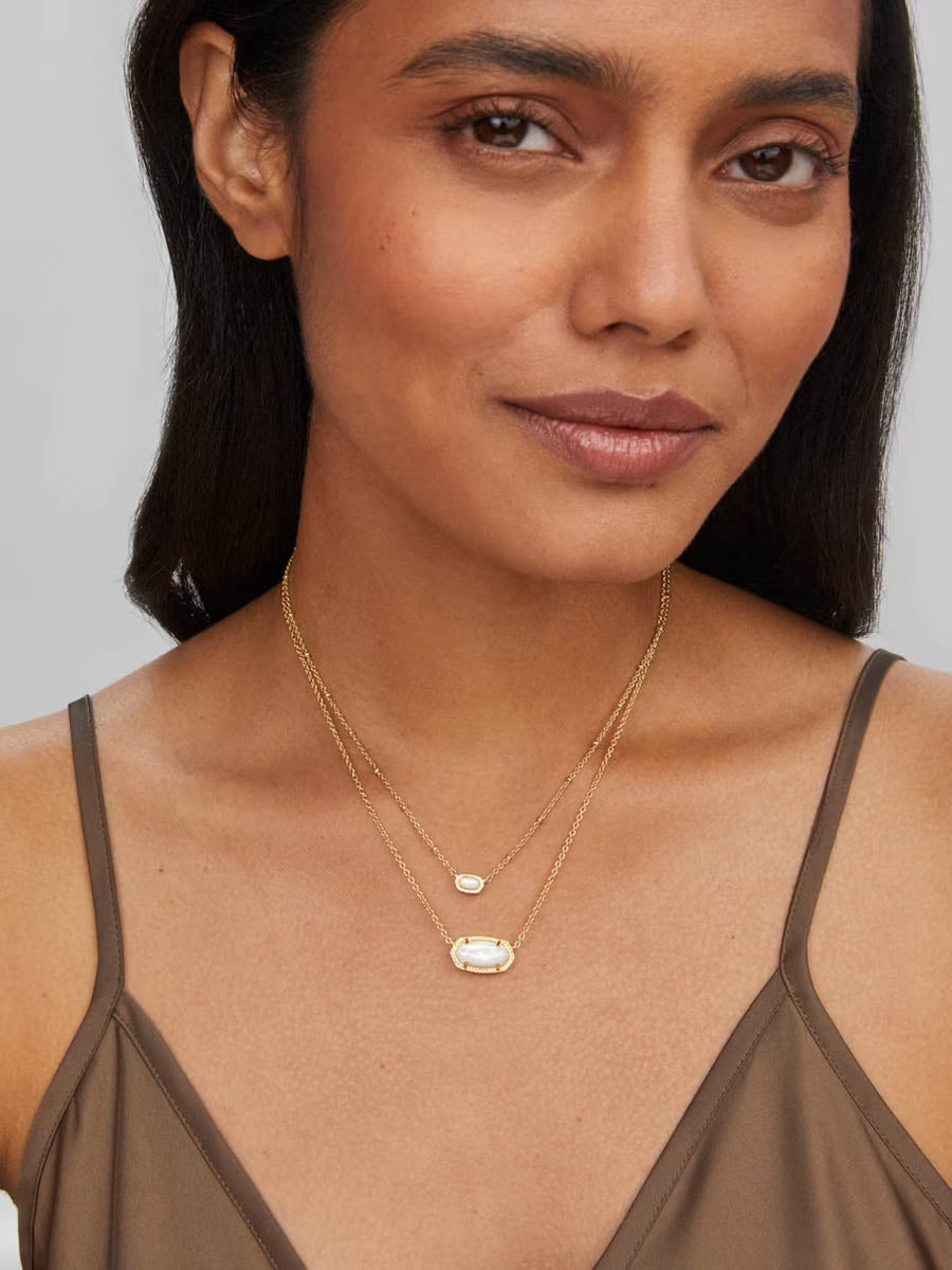Kendra Scott Elisa Gold Gift Set Elisa Gold Pendant Necklace Mini Elisa Gold Satellite Short Pendant Necklace Mother-of-Pearl