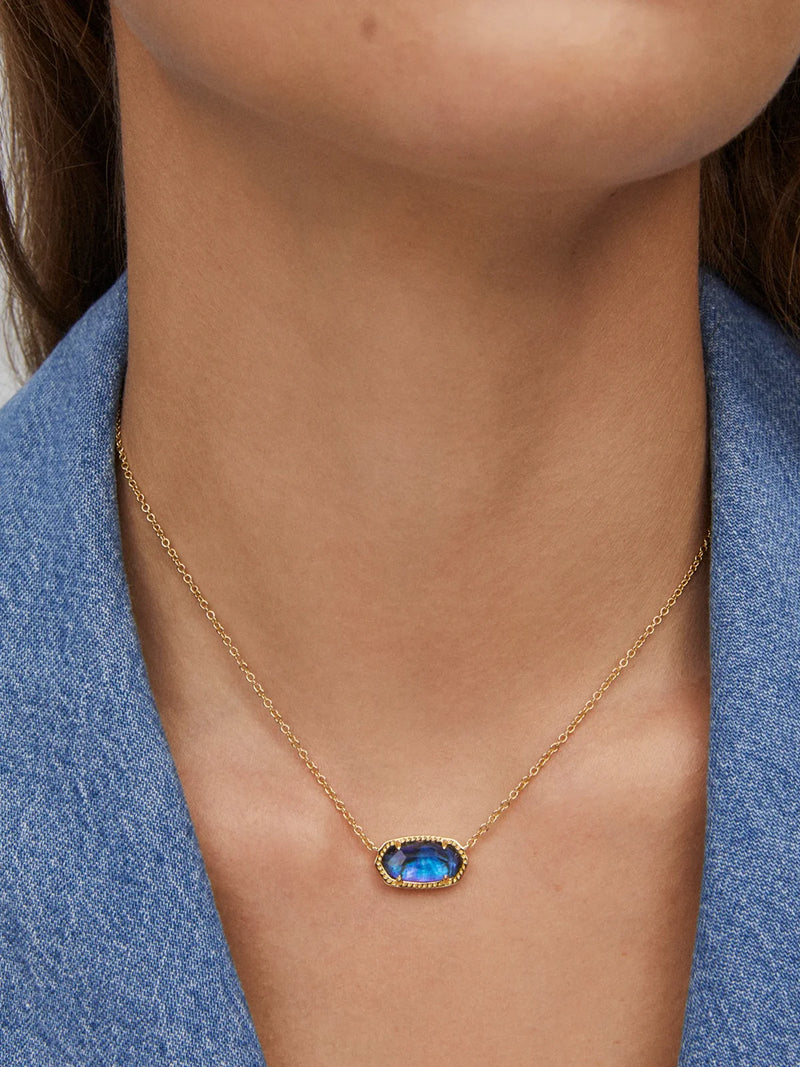 Kendra Scott Elisa Gold Pendant Necklace in Navy Abalone
