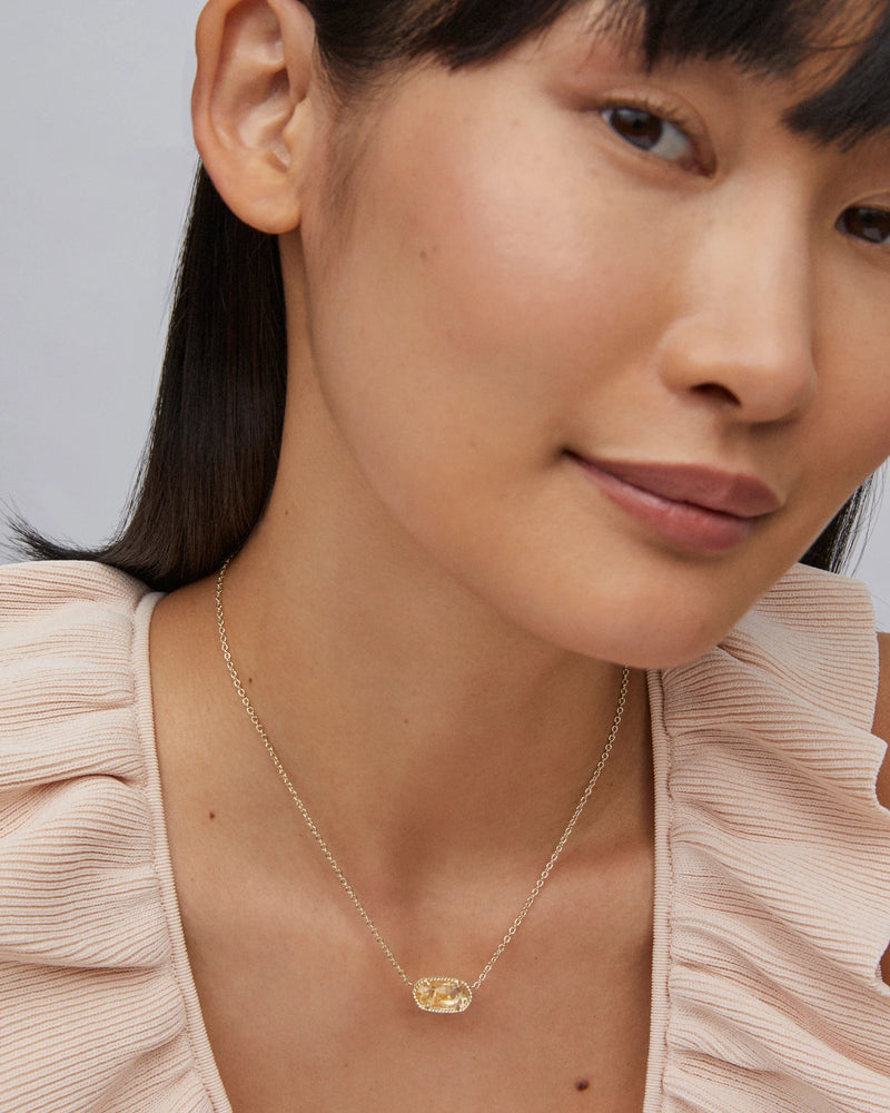 Kendra Scott Elisa Gold Pendant Necklace in Citrine Quartz