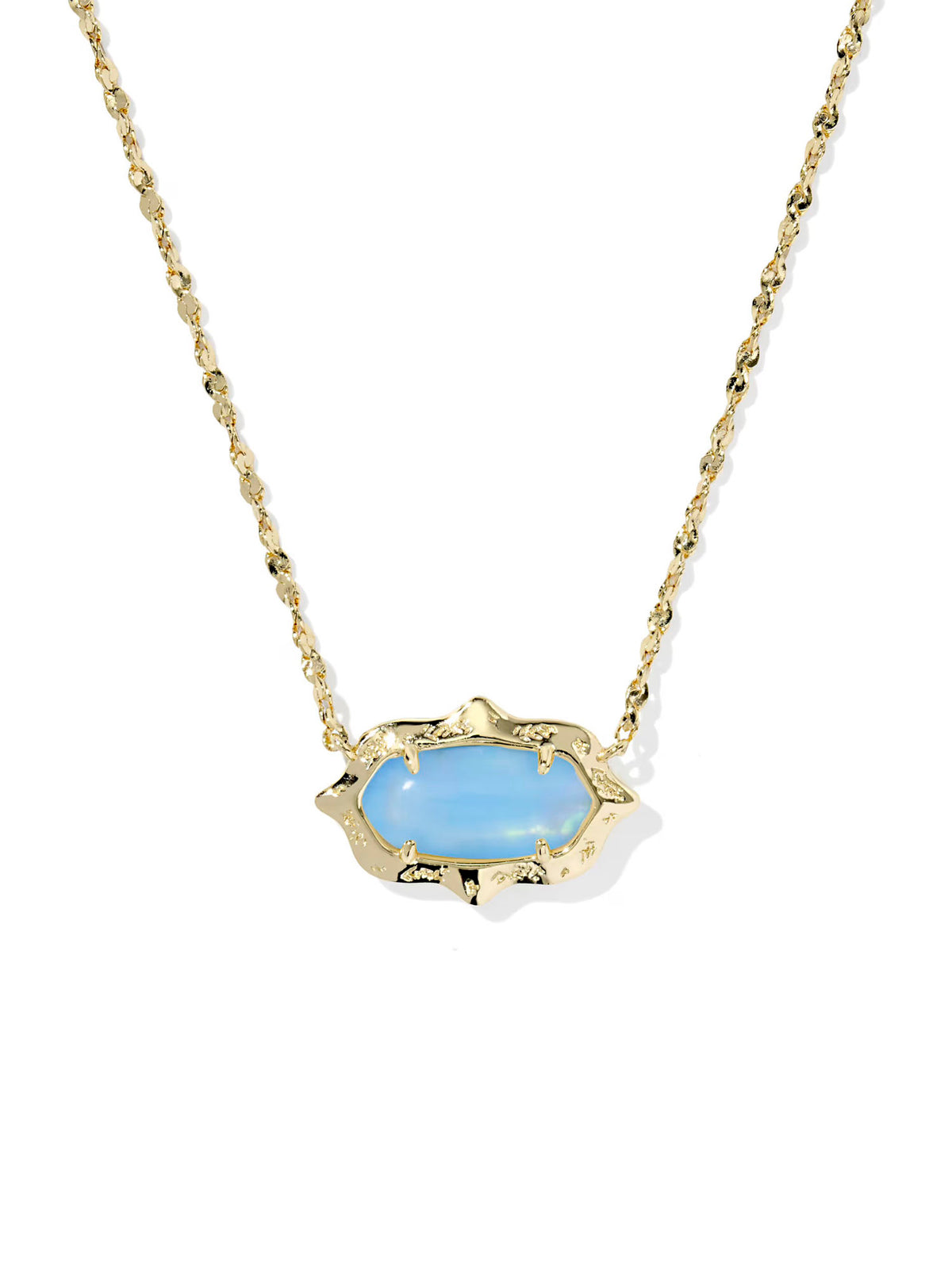 Kendra Scott Elisa Scallop Frame Gold Short Pendant Necklace in Sky Blue Iridescent Abalone